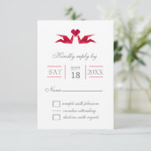 Origami Red Cranes Hochzeit RSVP Karten (Stehend Vorderseite)