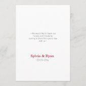 Origami Rote Krane Hochzeitskarten Menükarte (Rückseite)