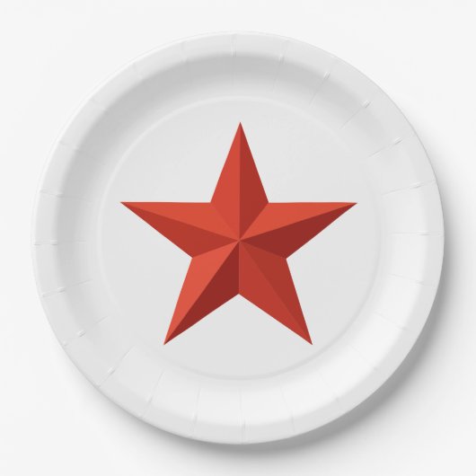 Origami roter Stern Pappteller (Vorderseite)