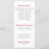 Origami-Rotkrane Hochzeitsprogramme Programm (Rückseite)