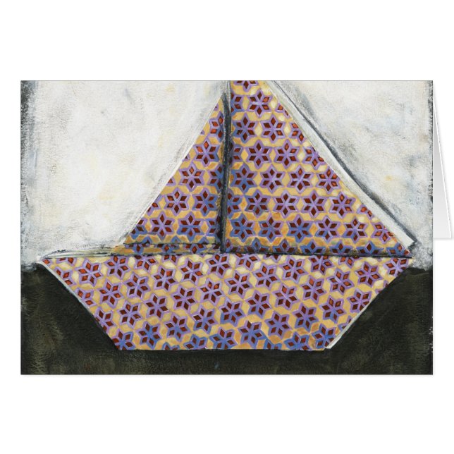 Origami Sailboat auf dem Star Design Paper (Vorderseite (Horizontal))