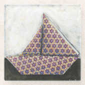 Origami Sailboat auf dem Star Design Paper Glasuntersetzer (Vorderseite)