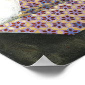 Origami Sailboat auf dem Star Design Paper Poster (Ecke)