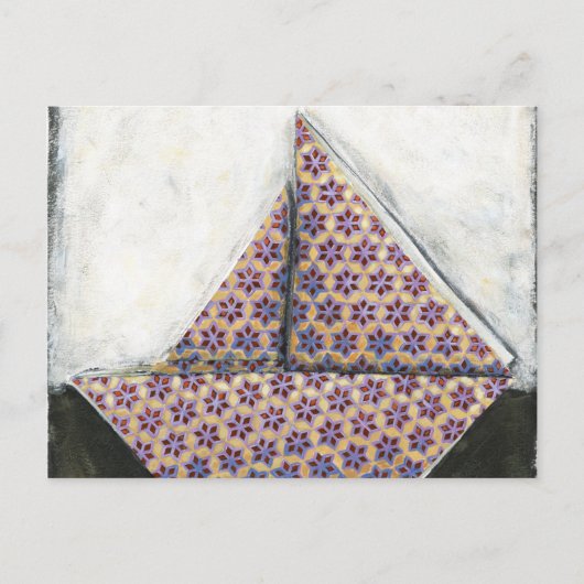 Origami Sailboat auf dem Star Design Paper Postkarte (Vorderseite)