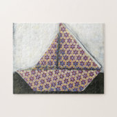 Origami Sailboat auf dem Star Design Paper Puzzle (Horizontal)