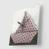 Origami Sailboat auf dem Star Design Paper Quadratische Wanduhr (Winkel)
