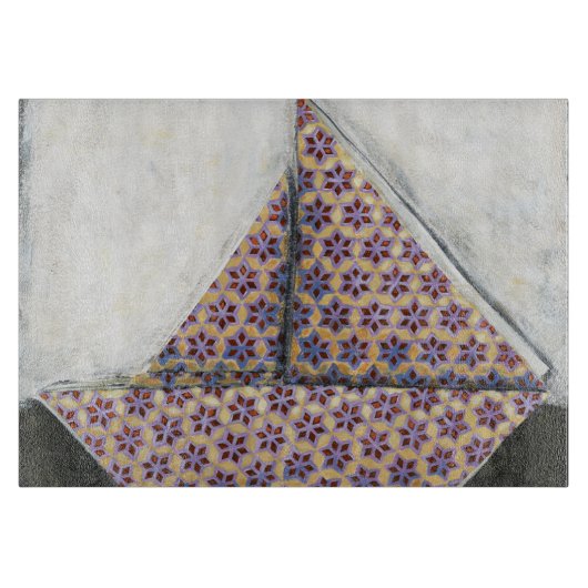 Origami Sailboat auf dem Star Design Paper Schneidebrett (Vorderseite)