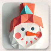 Origami-Schneegesicht Getränkeuntersetzer (Vorderseite)
