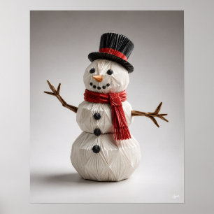 Origami-Schneemann mit Schal Poster