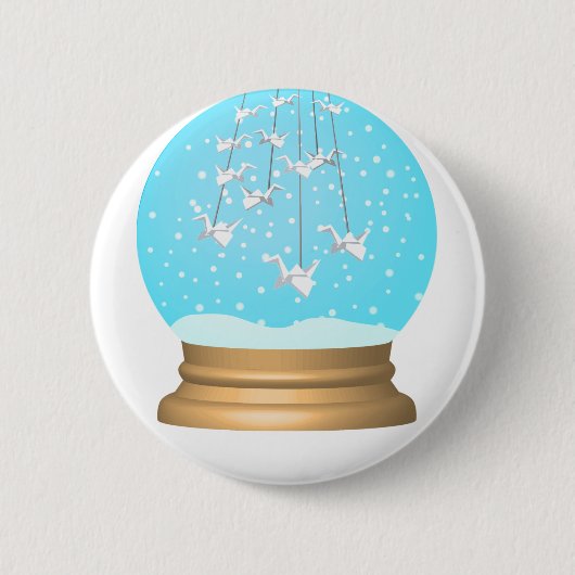 Origami-Schwan-Schneekugelknopf Button (Vorderseite)