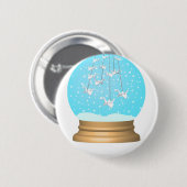 Origami-Schwan-Schneekugelknopf Button (Vorne & Hinten)