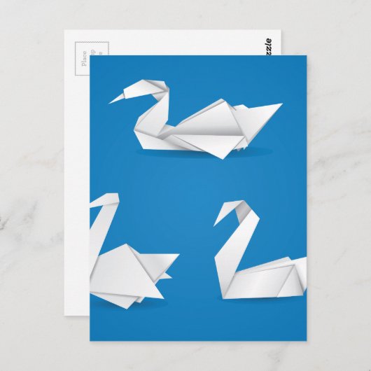 Origami-Schwäne Postkarte (Vorne/Hinten)