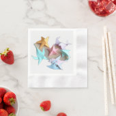 Origami Sea Creatures with Pastel Waves Serviette (Beispiel)