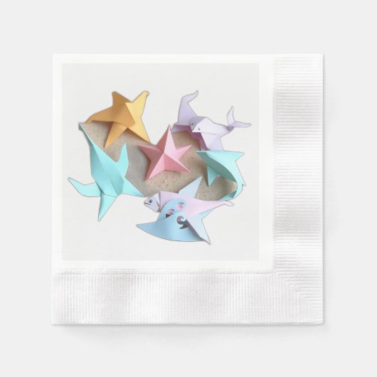 Origami Sea Creatures with Pastel Waves Serviette (Vorderseite)
