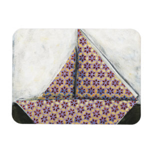 Origami Segelboot auf Stern-Entwurfs-Papier Magnet