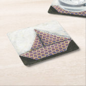 Origami Segelboot auf Stern-Entwurfs-Papier Rechteckiger Pappuntersetzer (angewinkelt)