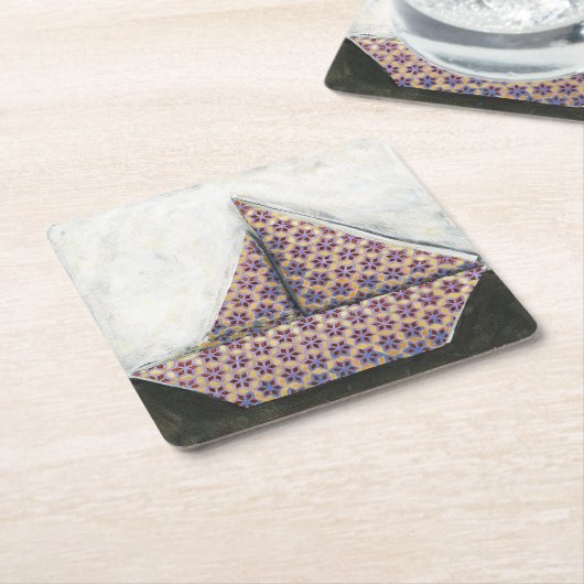 Origami Segelboot auf Stern-Entwurfs-Papier Rechteckiger Pappuntersetzer (angewinkelt)