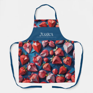 Origami Strawberry Watercolor Muster Personalisier Schürze