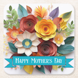 Origami Style Floral Mother Day Paper Untersetzer