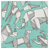 origami tierische ditsy Minze Stoff (Nahaufnahme)