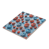 Origami Tomaten Pattern Red Blue Fliese (Seite)
