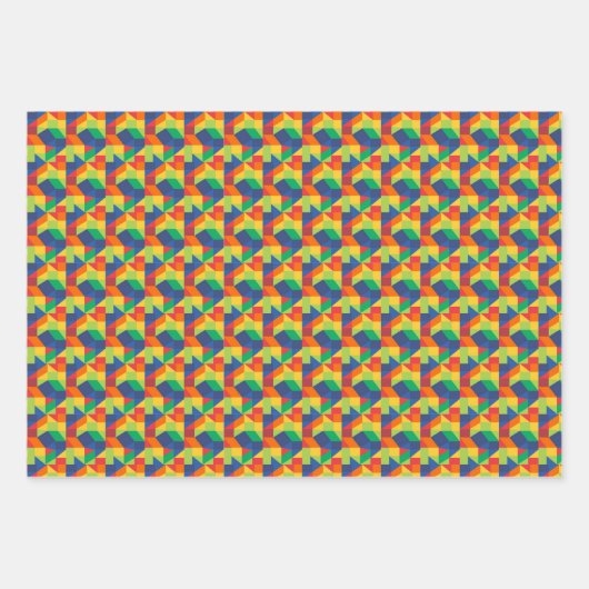 Origami Triangle Abstraktes Farbmuster Geschenkpapier Set (Vorderseite 3)