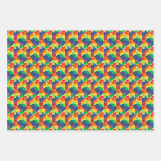 Origami Triangle Abstraktes Farbmuster Geschenkpapier Set (Vorderseite 2)