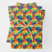 Origami Triangle Abstraktes Farbmuster Geschenkpapier Set (Beispiel)