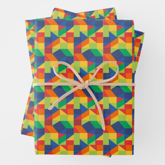 Origami Triangle Abstraktes Farbmuster Geschenkpapier Set (Beispiel)