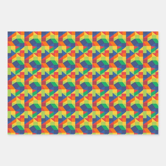 Origami Triangle Abstraktes Farbmuster Geschenkpapier Set (Vorderseite)