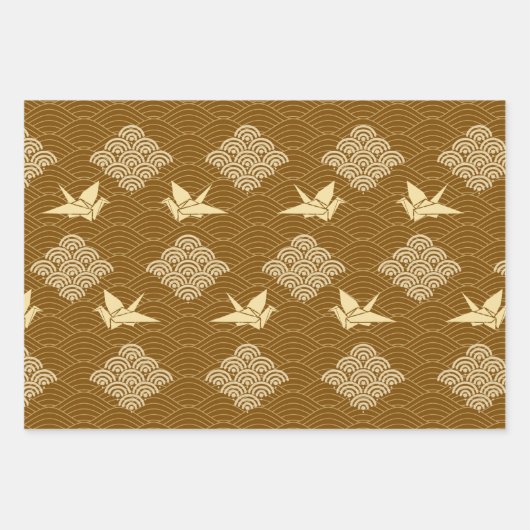 Origami und Seigaiha Pattern Geschenkpapier Set (Vorderseite 3)