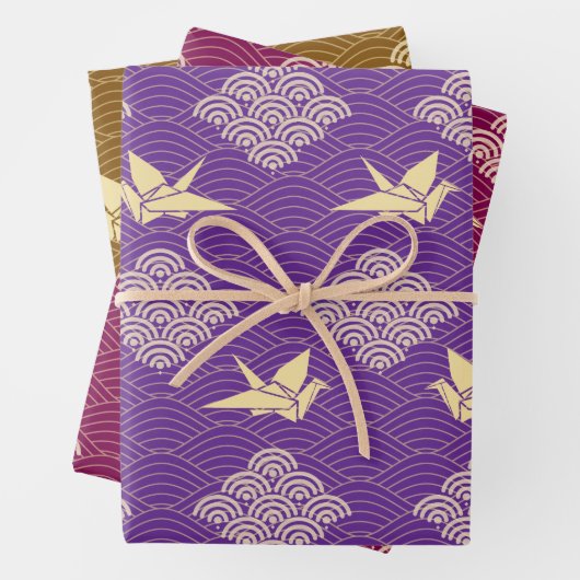 Origami und Seigaiha Pattern Geschenkpapier Set (Beispiel)