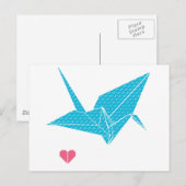 Origami-Vogel mit Herz Postkarte (Vorne/Hinten)