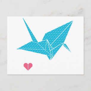 Origami-Vogel mit Herz Postkarte