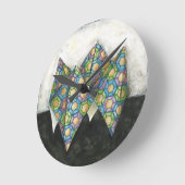 Origami Wahrsager auf geometrischem Papier Runde Wanduhr (Winkel)