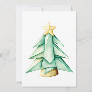 Origami Watercolor Weihnachtsbaum Feiertagskarte