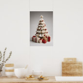 Origami-Weihnachtsbaum mit Geschenken Poster (Küche)