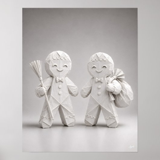 Origami-Weihnachtsmann-Duo Poster (Vorne)
