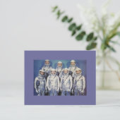 Original 7 Quecksilber-Astronauten Postkarte (Stehend Vorderseite)