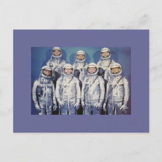Original 7 Quecksilber-Astronauten Postkarte (Vorderseite)