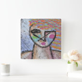 Original Abstract Art Large Clock Quadratische Wanduhr (Zuhause)