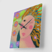 Original Abstract Art Square Wall Clock Quadratische Wanduhr (Winkel)