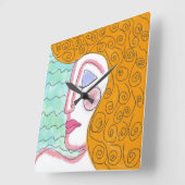 Original Abstract Painting Square Wall Clock Quadratische Wanduhr (Winkel)