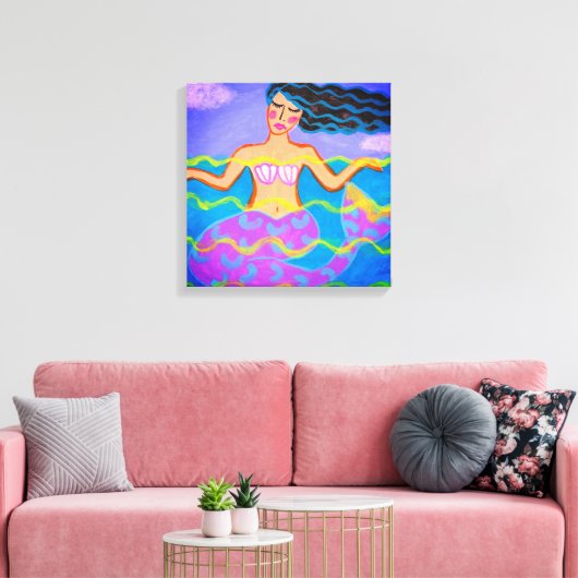 Original Abstrakte Acrylic-Mermaid-Malerei Leinwanddruck (Insitu (Wohnzimmer))