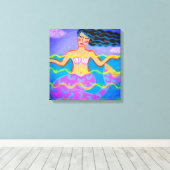Original Abstrakte Acrylic-Mermaid-Malerei Leinwanddruck (Insitu (Holzboden))