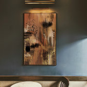 Original abstrakte Kunstmalerei in dunkelbraun Poster