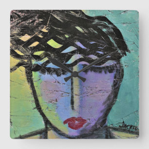 Original Abstrakte Maler-Quadrat-Uhr Quadratische Wanduhr