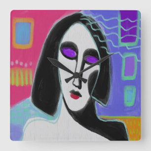 Original Abstrakte Maler-Quadrat-Uhr Quadratische Wanduhr