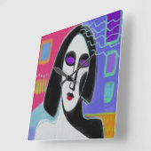 Original Abstrakte Maler-Quadrat-Uhr Quadratische Wanduhr (Winkel)