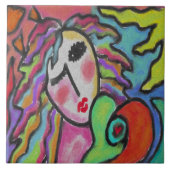 Original Abstrakte Malerei einer Frau Fliese (Vorderseite)